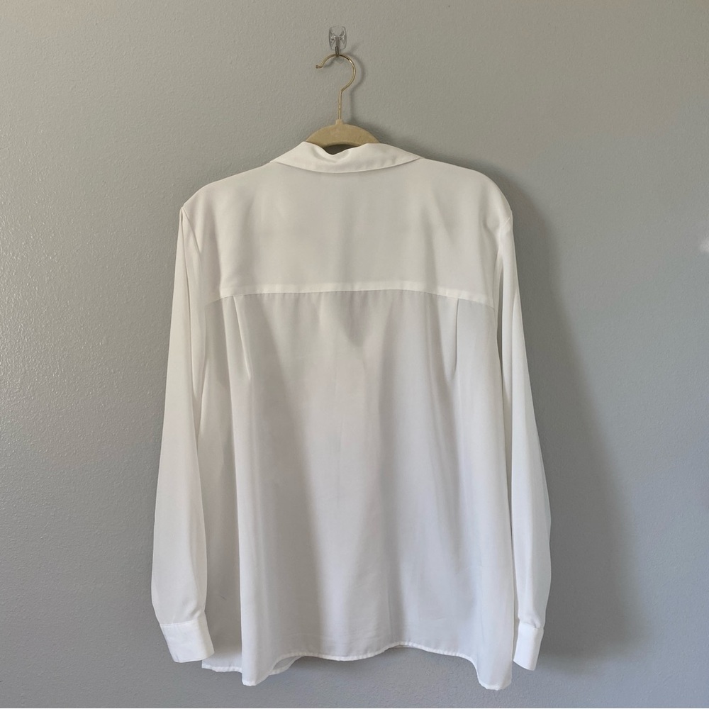 Vintage white embroidered long sleeve button up size 14 bridal chic feminine - Picture 2 of 8